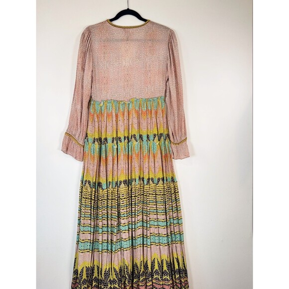 NWT Bhanuni by Jyoti Dress Pink Giorgia Maxi Floral V Neck Puffed Boho Size 2 - Picture 10 of 13